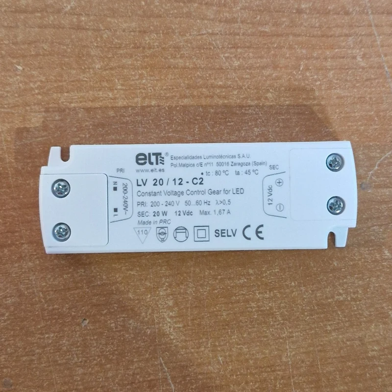 ELT - LV 20/12-C2 Constant voltage control gears up to 20W. IP20